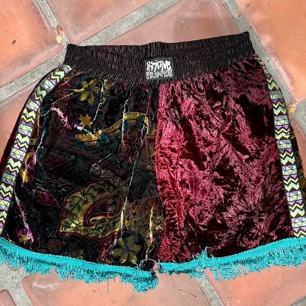 Primitive Prints Purple and Black Athletic Shorts with Luxurious Design